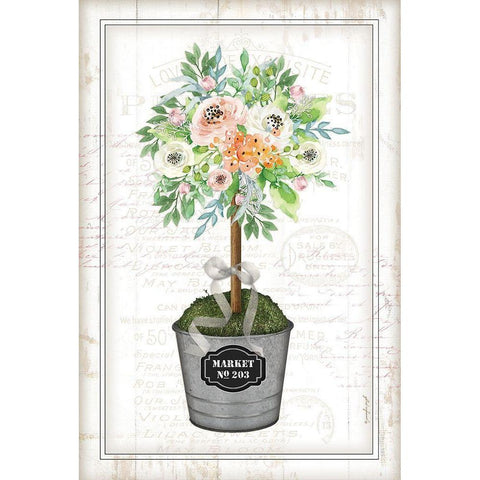 Floral Topiary II White Modern Wood Framed Art Print by Pugh, Jennifer