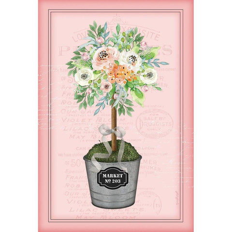 Floral Topiary II - Pink White Modern Wood Framed Art Print by Pugh, Jennifer