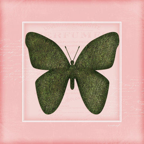 Butterfly - Pink White Modern Wood Framed Art Print by Pugh, Jennifer