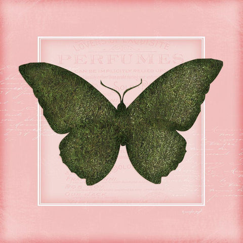 Butterfly II - Pink Black Ornate Wood Framed Art Print with Double Matting by Pugh, Jennifer