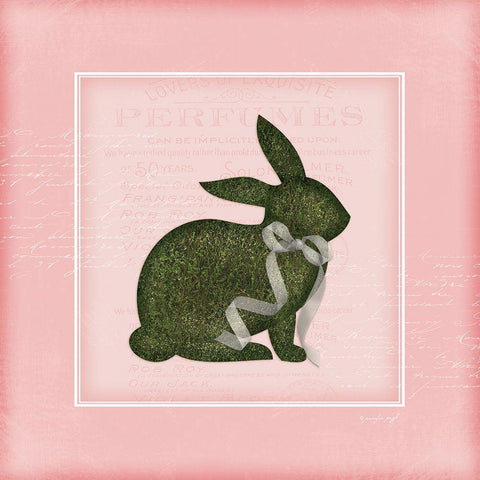 Bunny II - Pink White Modern Wood Framed Art Print with Double Matting by Pugh, Jennifer