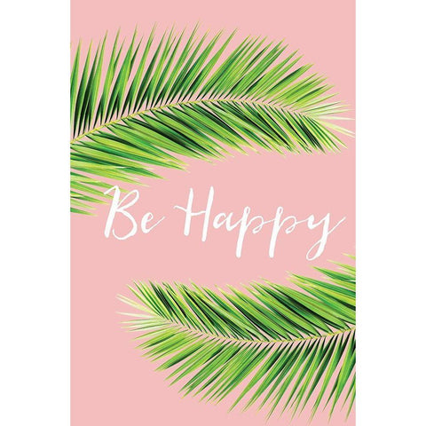 Be Happy Black Modern Wood Framed Art Print with Double Matting by Pugh, Jennifer