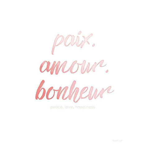 Paix Amour Bonheur White Modern Wood Framed Art Print by Pugh, Jennifer