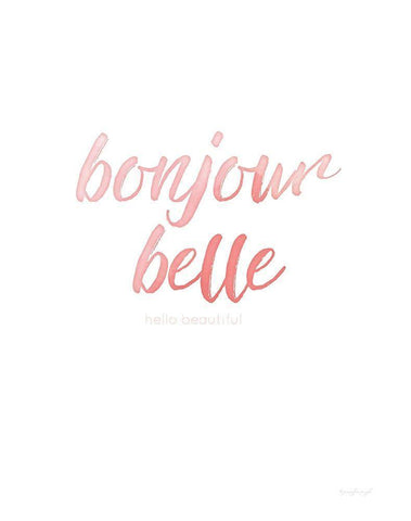 Bonjour Belle White Modern Wood Framed Art Print with Double Matting by Pugh, Jennifer