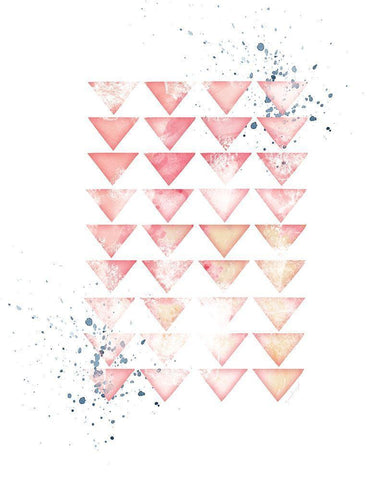 Pink Geometric Triangles White Modern Wood Framed Art Print with Double Matting by Pugh, Jennifer