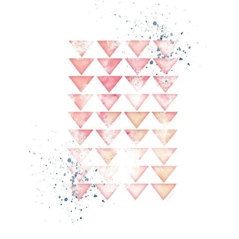 Pink Geometric Triangles White Modern Wood Framed Art Print by Pugh, Jennifer