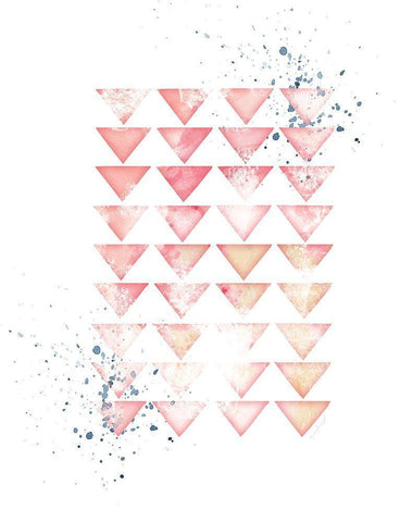 Pink Geometric Triangles Black Ornate Wood Framed Art Print with Double Matting by Pugh, Jennifer