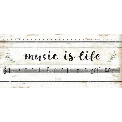 Music is Life White Modern Wood Framed Art Print by Pugh, Jennifer