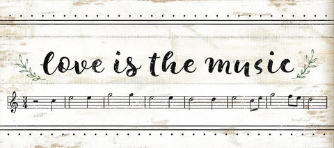 Love is the Music White Modern Wood Framed Art Print with Double Matting by Pugh, Jennifer