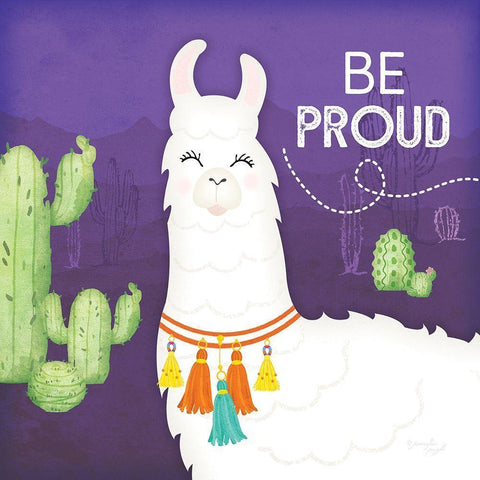 Be Proud Llama White Modern Wood Framed Art Print by Pugh, Jennifer