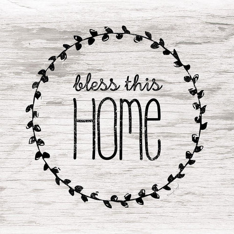 Bless This Home Black Modern Wood Framed Art Print with Double Matting by Pugh, Jennifer