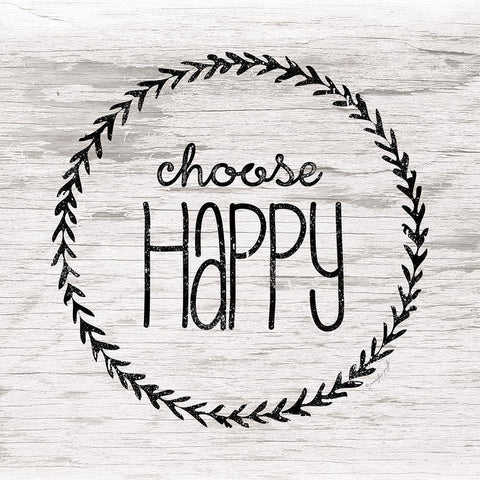 Choose Happy Black Modern Wood Framed Art Print with Double Matting by Pugh, Jennifer