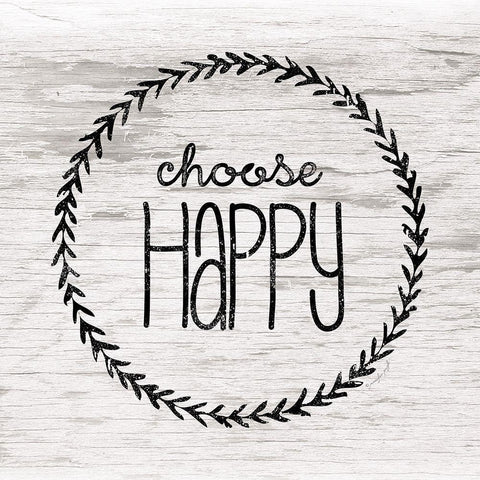 Choose Happy Black Ornate Wood Framed Art Print with Double Matting by Pugh, Jennifer