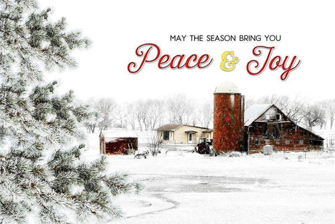 Peace and Joy Barn White Modern Wood Framed Art Print with Double Matting by Pugh, Jennifer