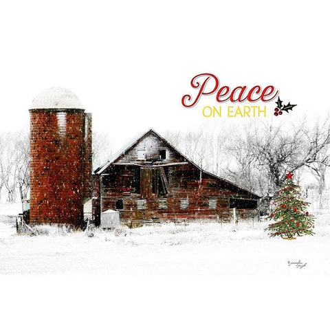 Peace on Earth Barn White Modern Wood Framed Art Print by Pugh, Jennifer