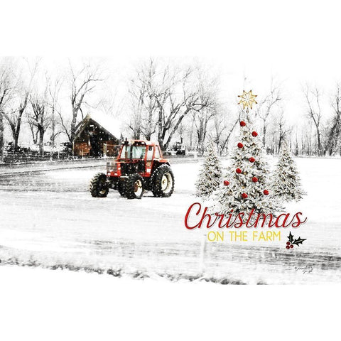 Christmas on the Farm White Modern Wood Framed Art Print by Pugh, Jennifer