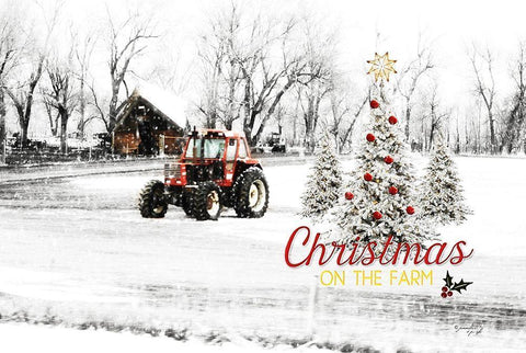 Christmas on the Farm White Modern Wood Framed Art Print with Double Matting by Pugh, Jennifer