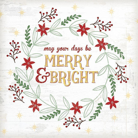 Merry and Bright White Modern Wood Framed Art Print by Pugh, Jennifer