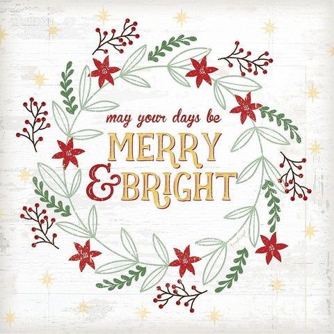 Merry and Bright White Modern Wood Framed Art Print with Double Matting by Pugh, Jennifer