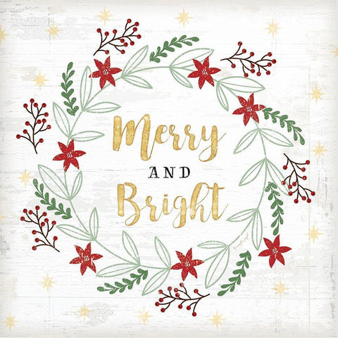 Merry and Bright Gold Ornate Wood Framed Art Print with Double Matting by Pugh, Jennifer