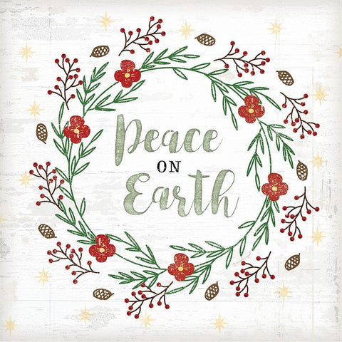 Peace on Earth White Modern Wood Framed Art Print with Double Matting by Pugh, Jennifer