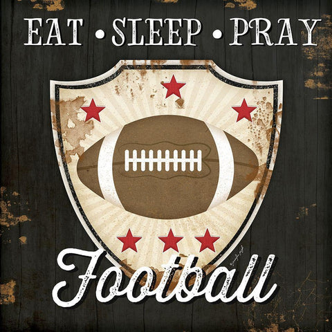 Eat, Sleep, Pray, Football Black Ornate Wood Framed Art Print with Double Matting by Pugh, Jennifer