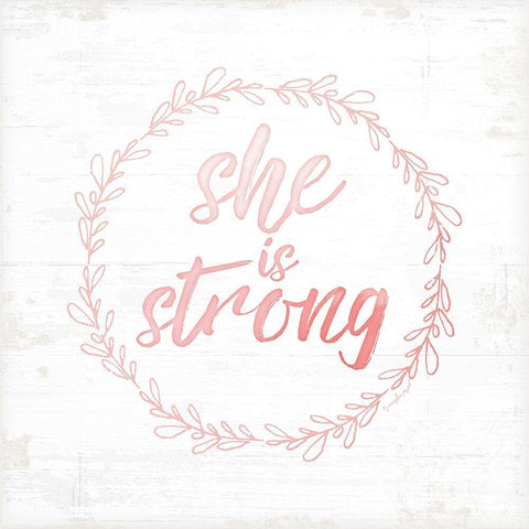 She is Strong White Modern Wood Framed Art Print by Pugh, Jennifer