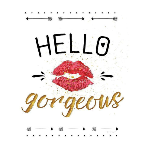 Hello Gorgeous White Modern Wood Framed Art Print by Pugh, Jennifer