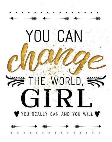 You Can Change the World Black Ornate Wood Framed Art Print with Double Matting by Pugh, Jennifer