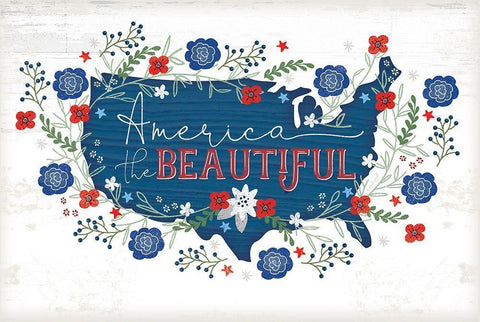 America the Beautiful White Modern Wood Framed Art Print with Double Matting by Pugh, Jennifer