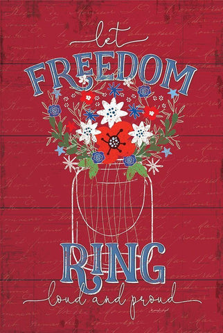 Let Freedom Ring White Modern Wood Framed Art Print with Double Matting by Pugh, Jennifer