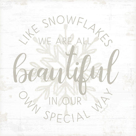 Like Snowflakes White Modern Wood Framed Art Print with Double Matting by Pugh, Jennifer