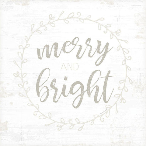 Merry and Bright White Modern Wood Framed Art Print by Pugh, Jennifer