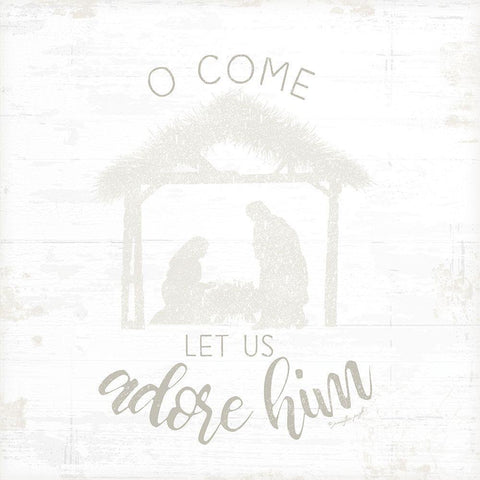 O Come Let Us Adore Him Black Ornate Wood Framed Art Print with Double Matting by Pugh, Jennifer