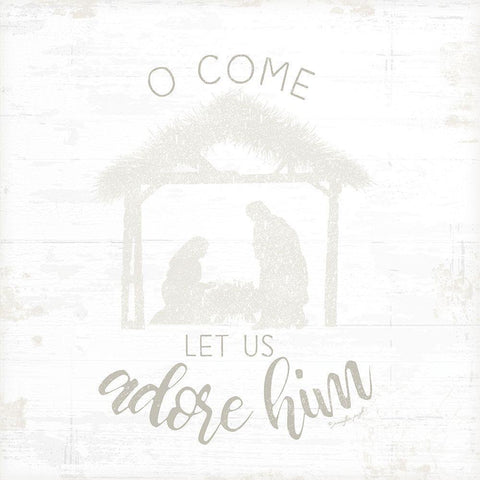 O Come Let Us Adore Him Gold Ornate Wood Framed Art Print with Double Matting by Pugh, Jennifer