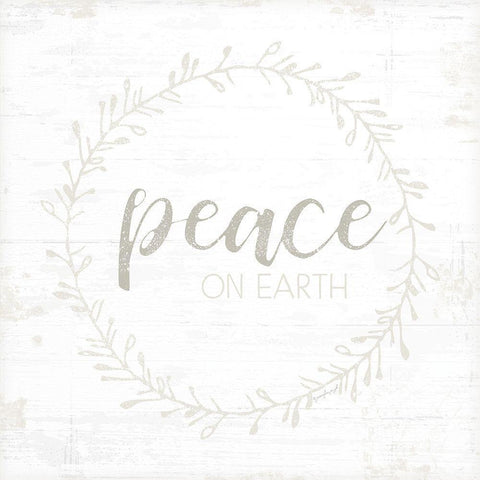 Peace on Earth White Modern Wood Framed Art Print with Double Matting by Pugh, Jennifer