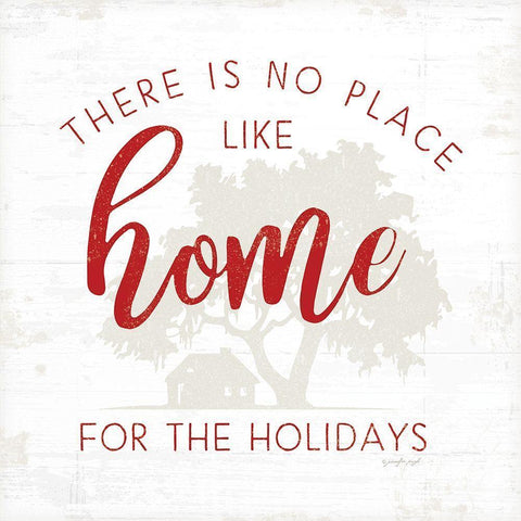 No Place Like Home - Red White Modern Wood Framed Art Print by Pugh, Jennifer