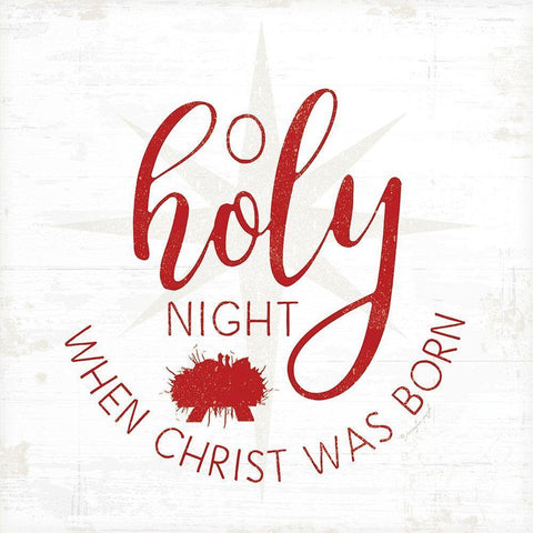 O Holy Night - Red White Modern Wood Framed Art Print with Double Matting by Pugh, Jennifer