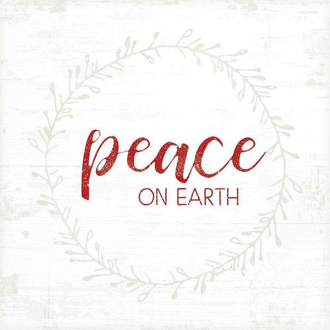 Peace on Earth - Red Black Modern Wood Framed Art Print with Double Matting by Pugh, Jennifer