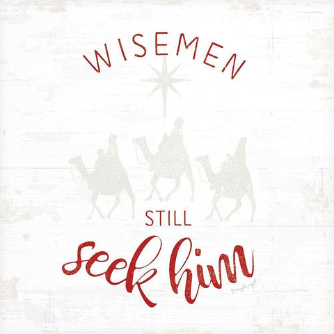 Wisemen Still Seek Him - Red Black Modern Wood Framed Art Print with Double Matting by Pugh, Jennifer