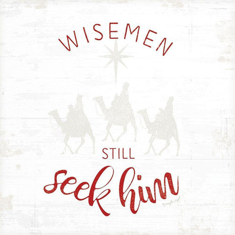 Wisemen Still Seek Him - Red Black Ornate Wood Framed Art Print with Double Matting by Pugh, Jennifer