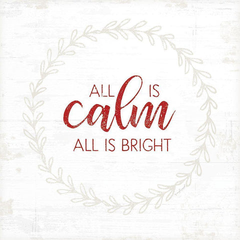 All is Calm - Red Black Modern Wood Framed Art Print with Double Matting by Pugh, Jennifer