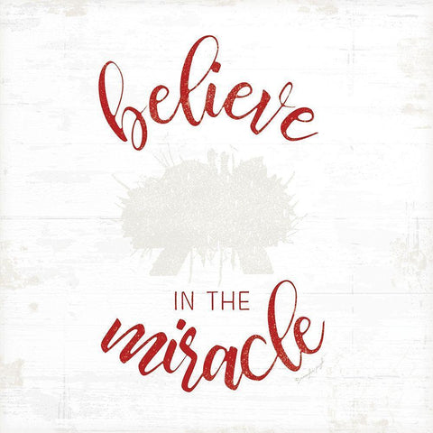 Believe in the Miracle - Red Black Modern Wood Framed Art Print with Double Matting by Pugh, Jennifer