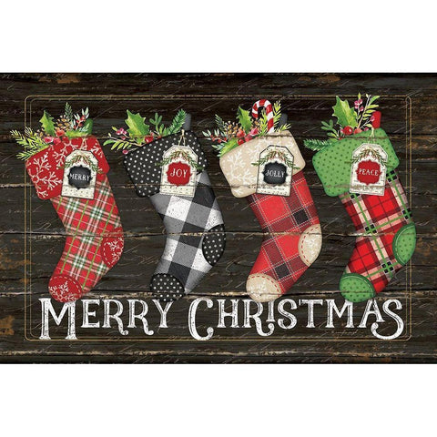 Merry Stockings Black Modern Wood Framed Art Print with Double Matting by Pugh, Jennifer