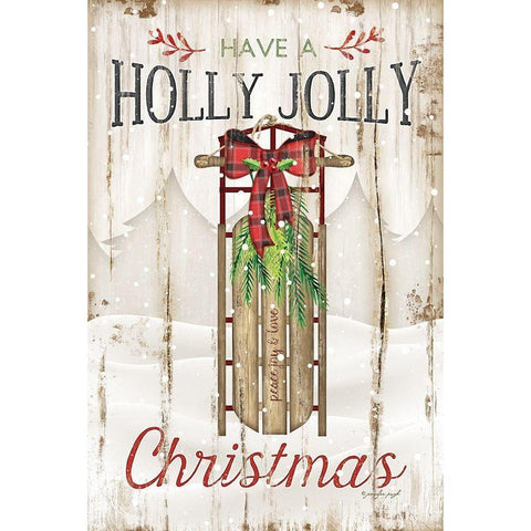 Holly Jolly White Modern Wood Framed Art Print by Pugh, Jennifer