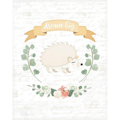 Sweet Little Hedgehog Black Modern Wood Framed Art Print with Double Matting by Pugh, Jennifer