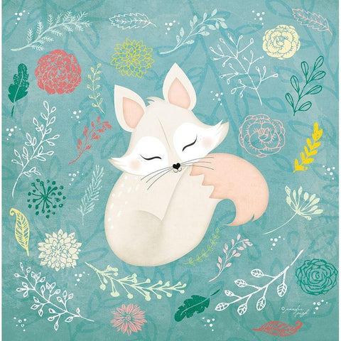 Woodland Fox White Modern Wood Framed Art Print by Pugh, Jennifer