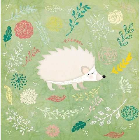 Woodland Hedgehog White Modern Wood Framed Art Print by Pugh, Jennifer