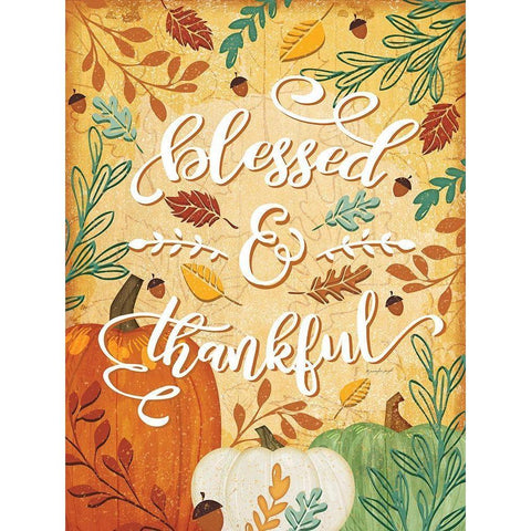 Blessed and Thankful Black Modern Wood Framed Art Print with Double Matting by Pugh, Jennifer