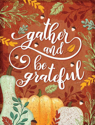 Gather and Be Grateful Black Ornate Wood Framed Art Print with Double Matting by Pugh, Jennifer